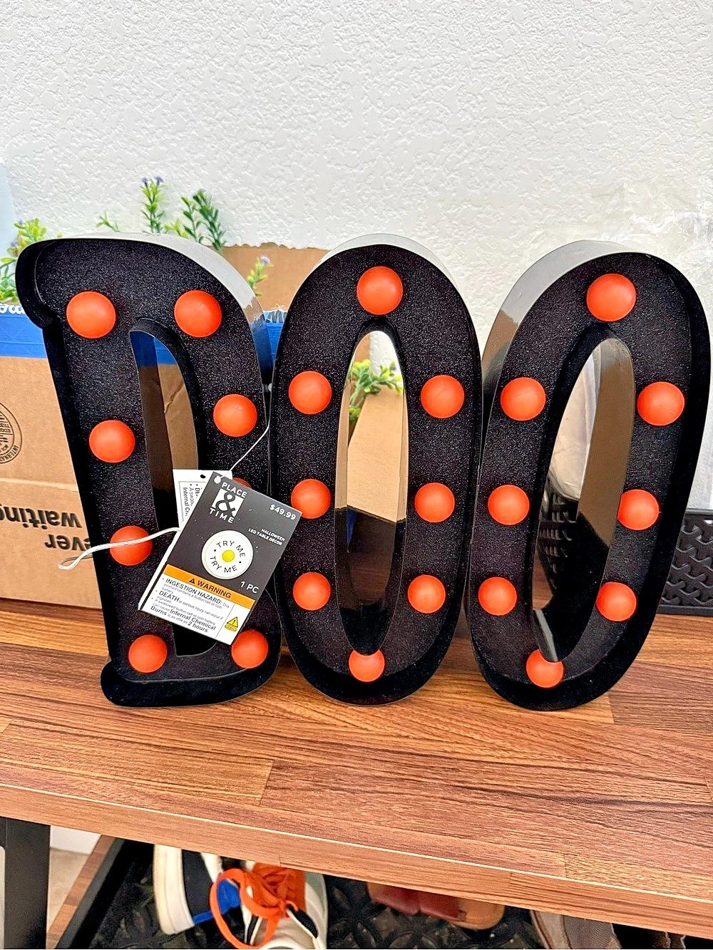 black orange glitter light up boo marquis sign